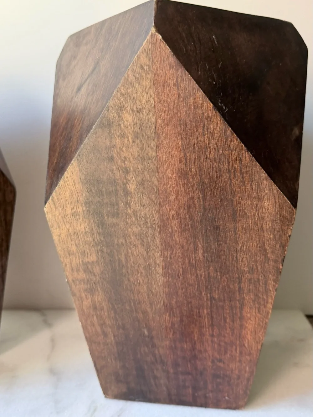 Handcrafted Geometric Wooden vase planter set of 2